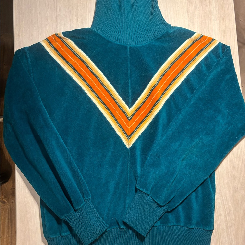 Aileen Teal Sweater with Chevron Design